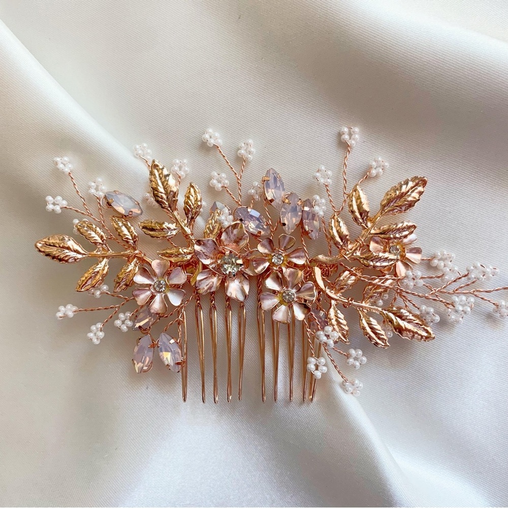 BRIDAL - ANAIS Floral Gemstones Hair Comb